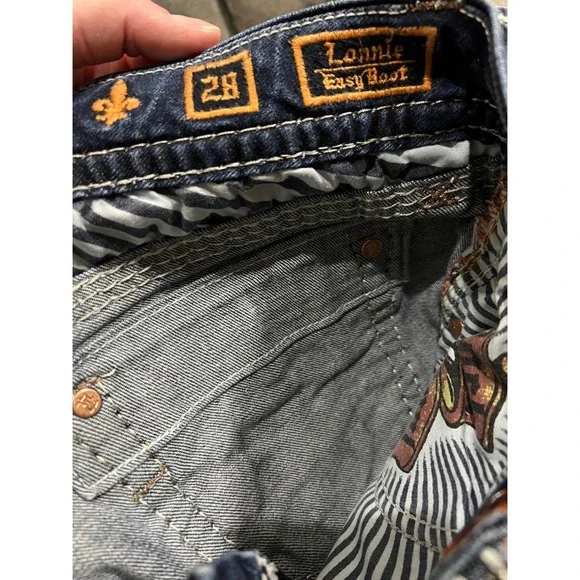 Rock Revival Lonnie Easy Boot Jeans Lonnie 28x32 Dark Wash Embellished Pockets - Picture 7 of 9